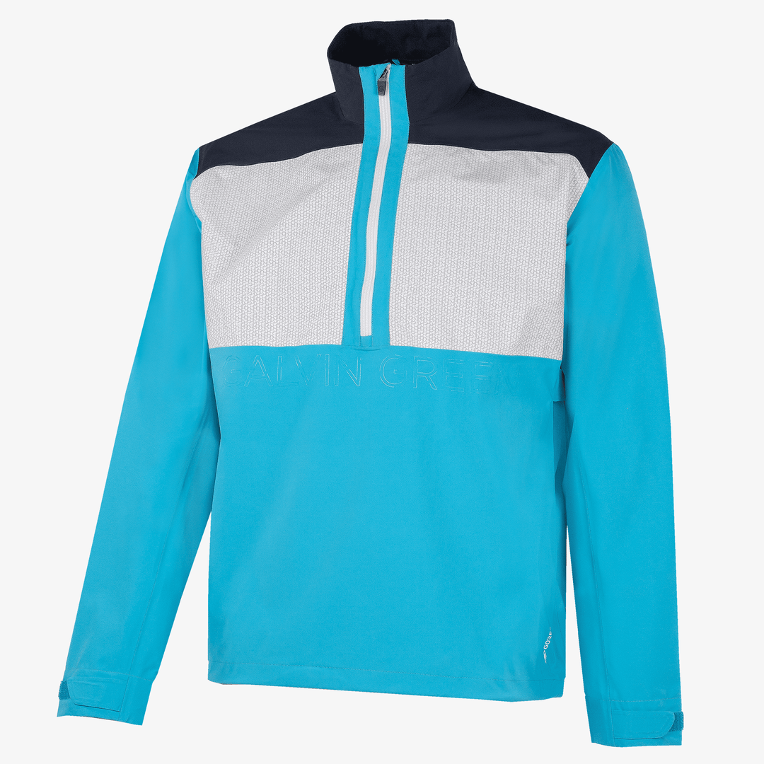 Ashford is a Waterproof golf jacket for Men in the color Aqua/Navy/White(0)