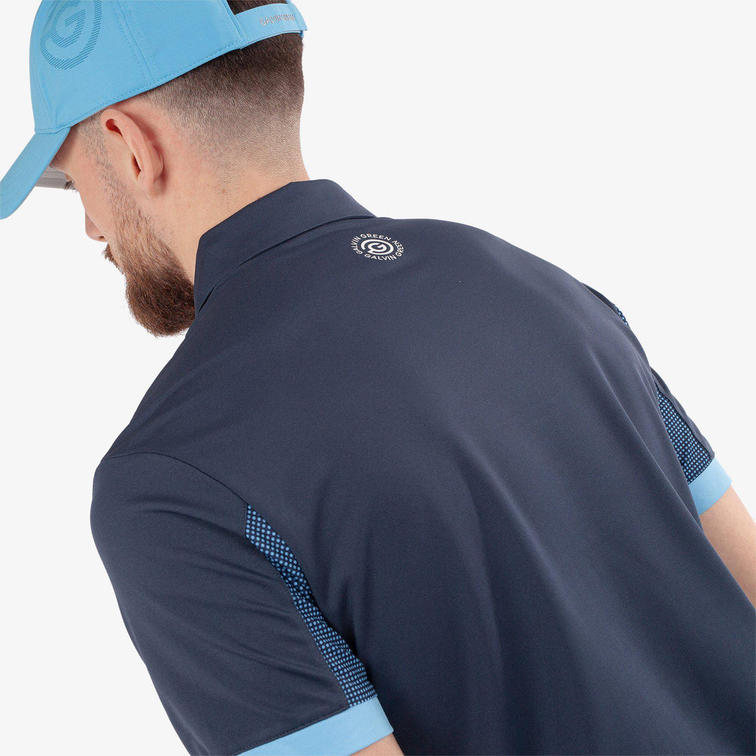 Mills is a Breathable short sleeve golf shirt for Men in the color Navy/Alaskan Blue(5)