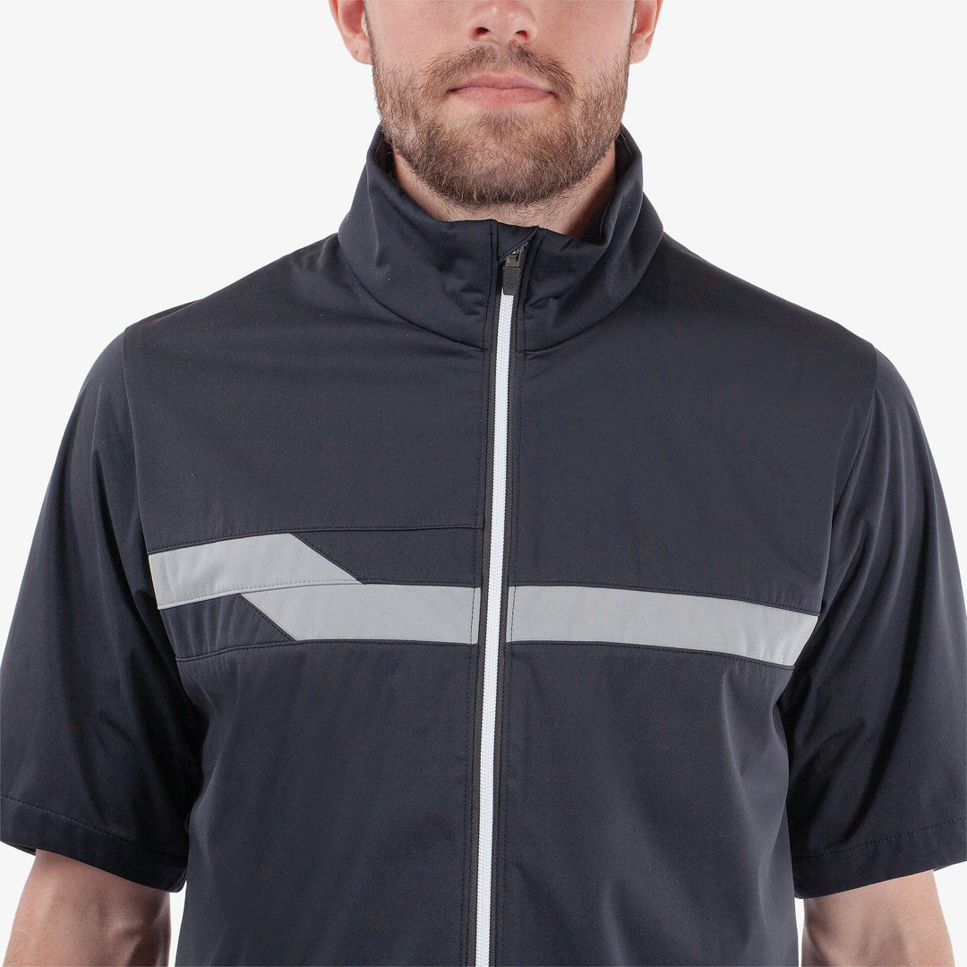 Lex is a Windproof and water repellent golf jacket for Men in the color Sharkskin/Black(3)