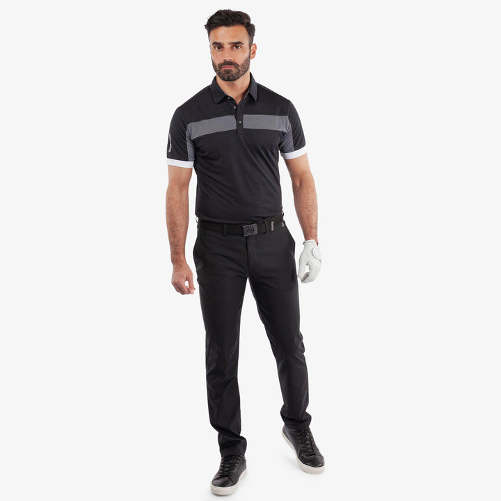 Mills is a Breathable short sleeve golf shirt for Men in the color Black/White(2)