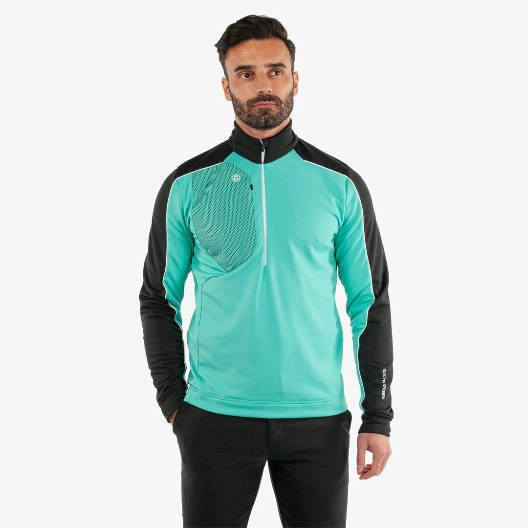 Dave is a Insulating golf mid layer for Men in the color Black/Atlantis Green(1)