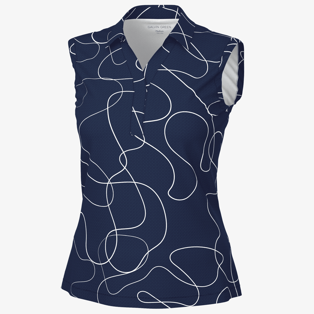Margie is a BREATHABLE SLEEVELESS GOLF SHIRT for Women in the color Navy/White(0)