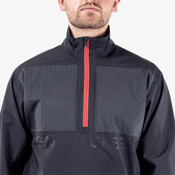 Ashford is a Waterproof golf jacket for Men in the color Black/Red(4)