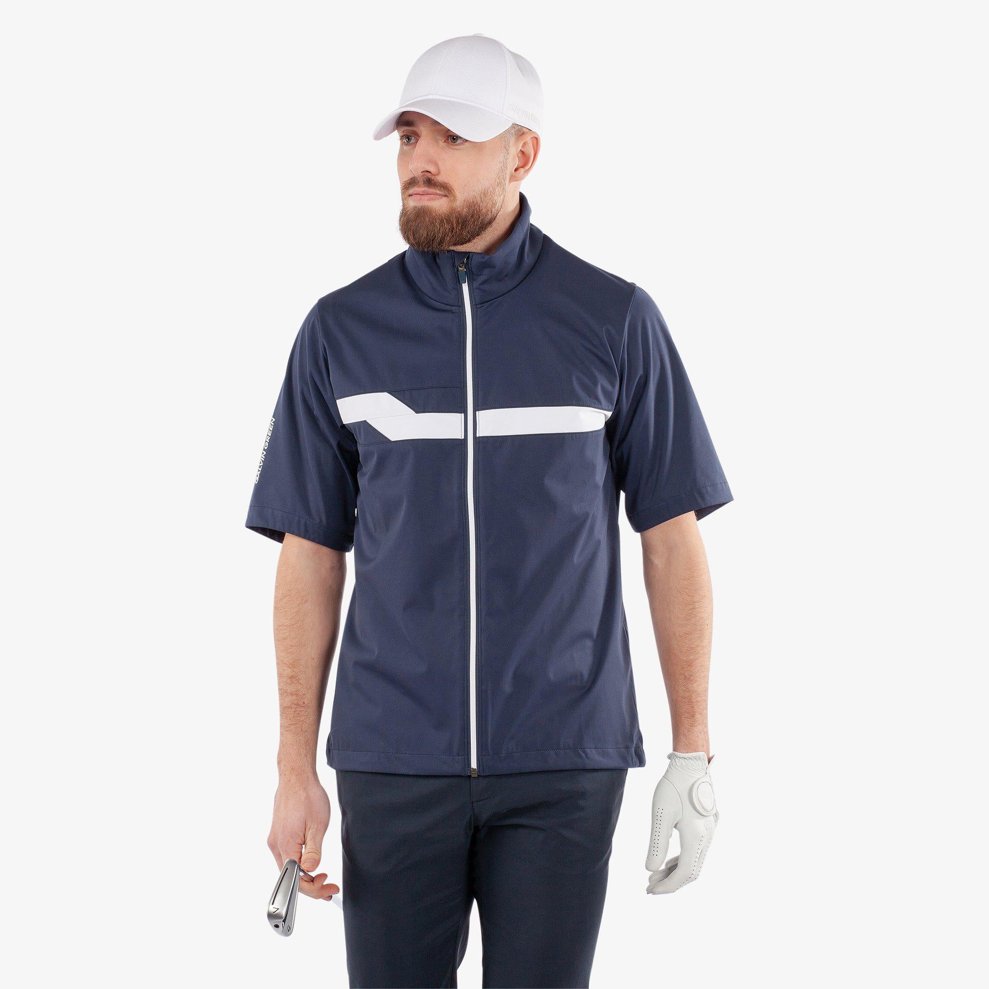 Lex Windproof and water repellent golf jacket Navy White Galvin Green