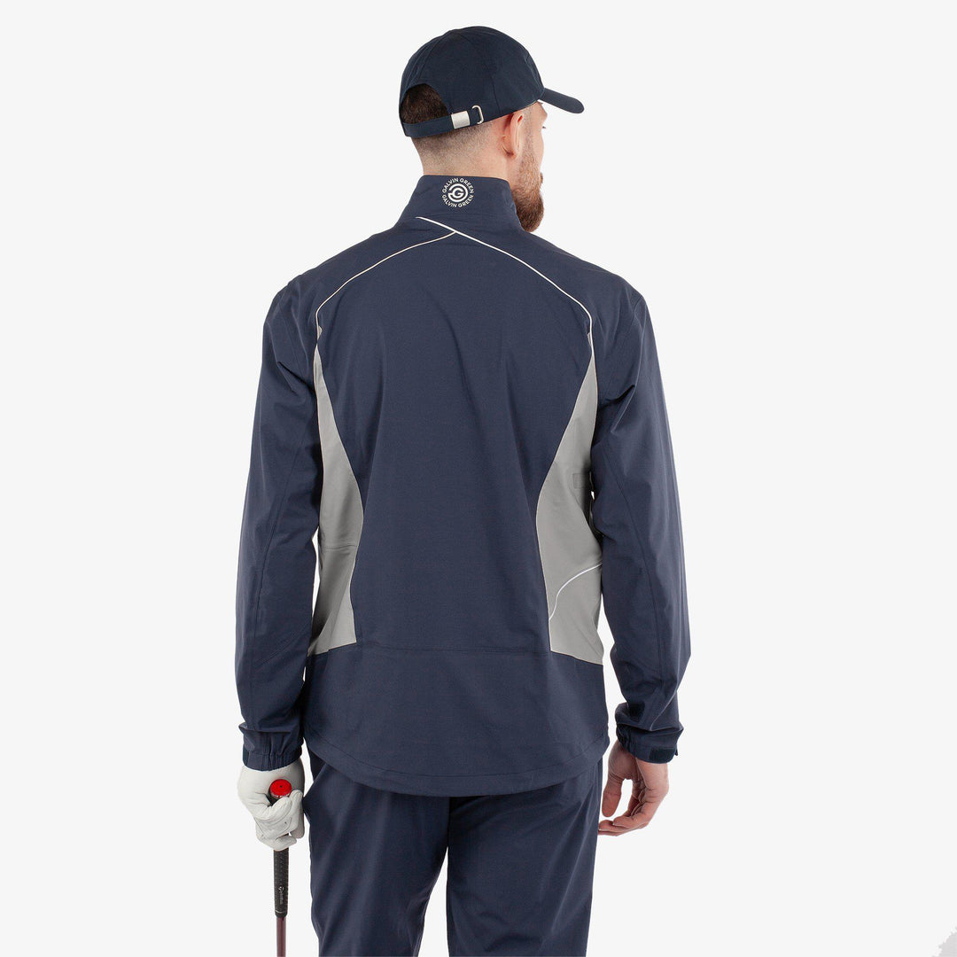 Ames is a Waterproof golf jacket for Men in the color Navy/Cool Grey(8)