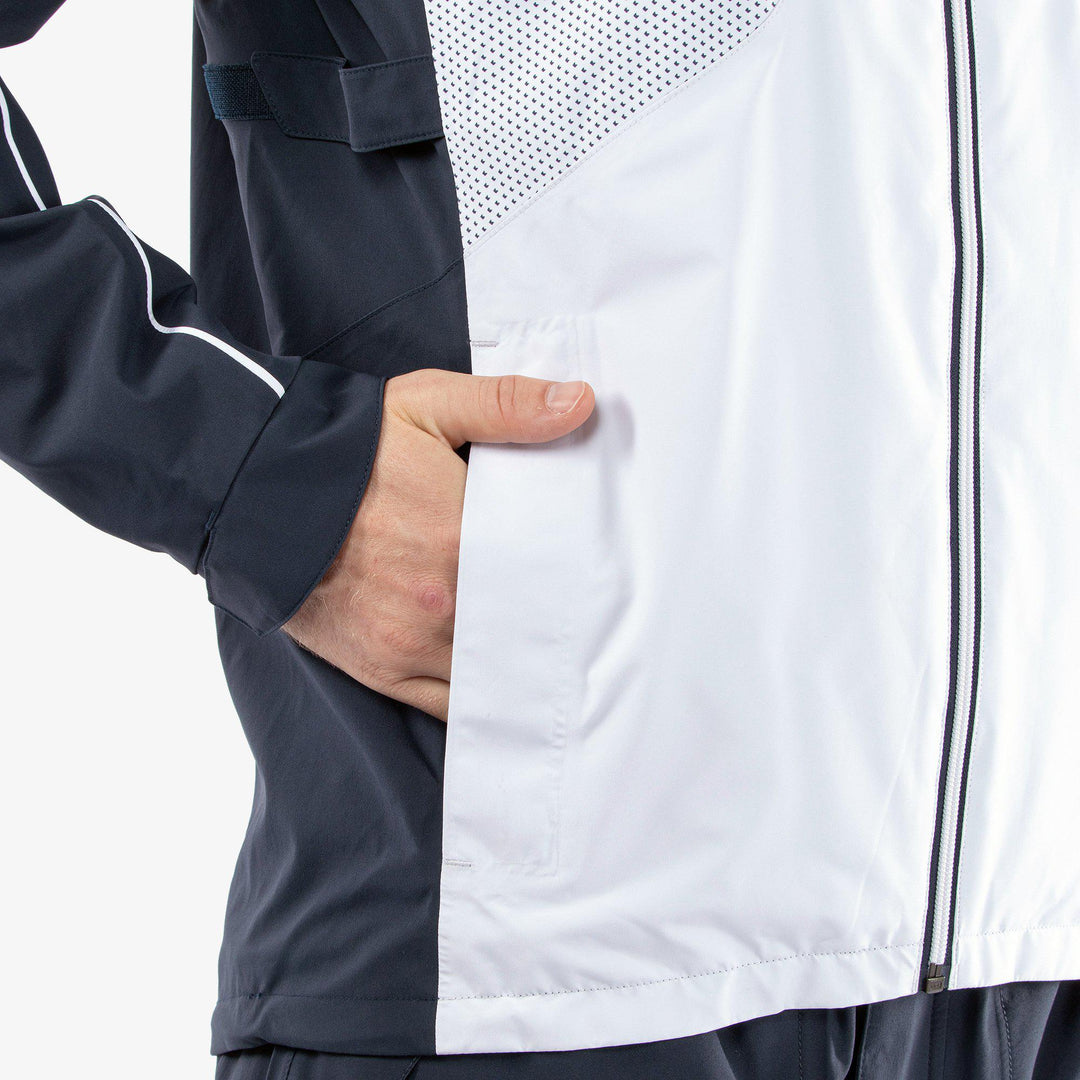 Albert is a Waterproof golf jacket for Men in the color Navy/White(4)