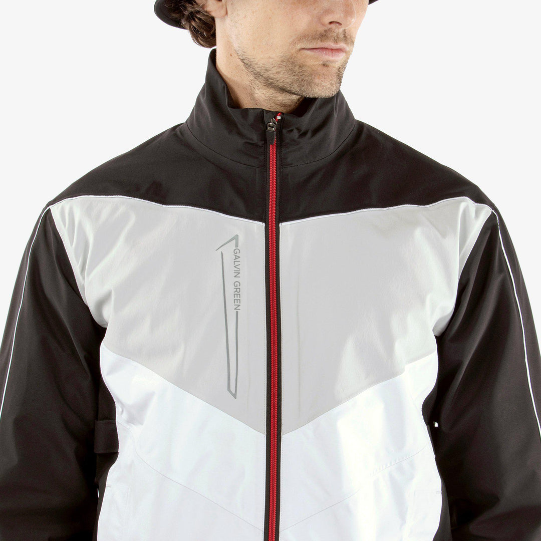 Armstrong is a Waterproof golf jacket for Men in the color Black/White/Red(3)