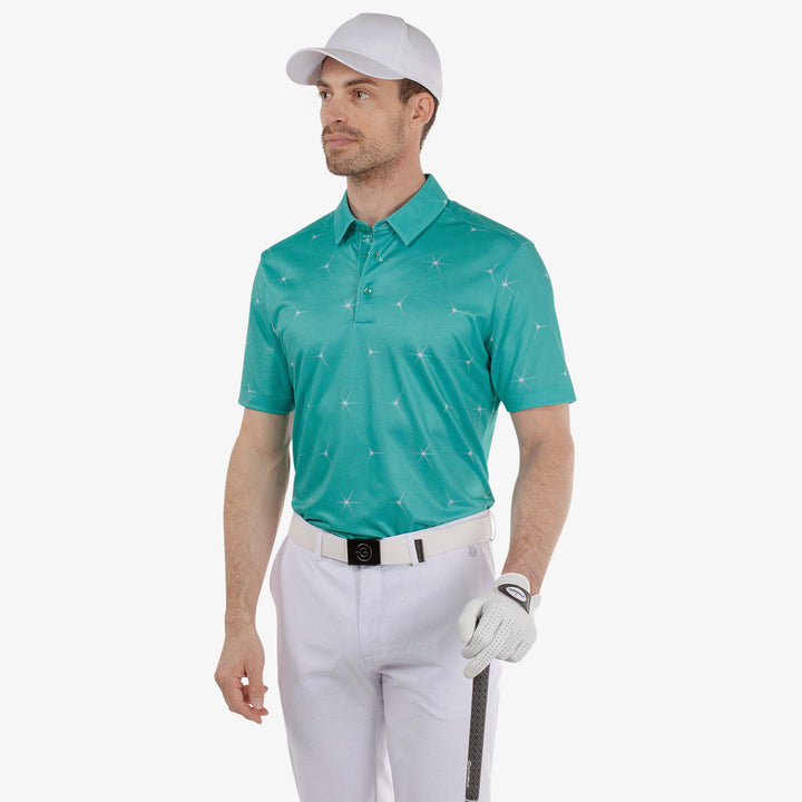 Milo is a Breathable short sleeve golf shirt for Men in the color Atlantis Green(1)