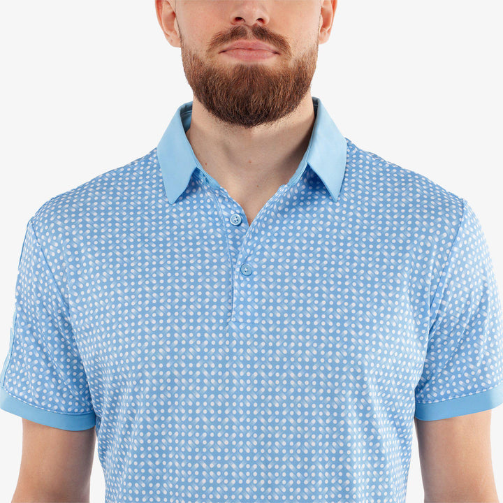 Melvin is a Breathable short sleeve golf shirt for Men in the color Alaskan Blue/White(3)