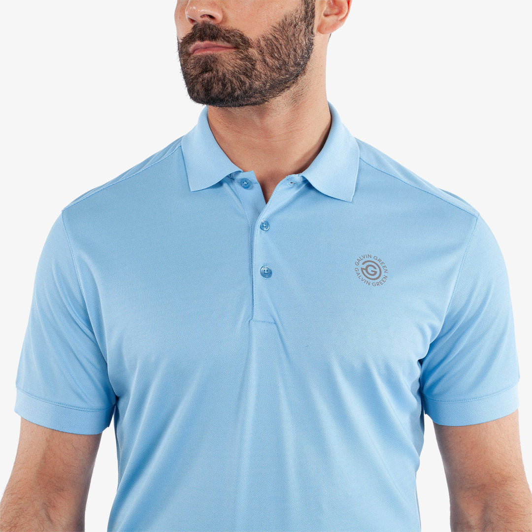 Maximilian is a Breathable short sleeve golf shirt for Men in the color Alaskan Blue(3)