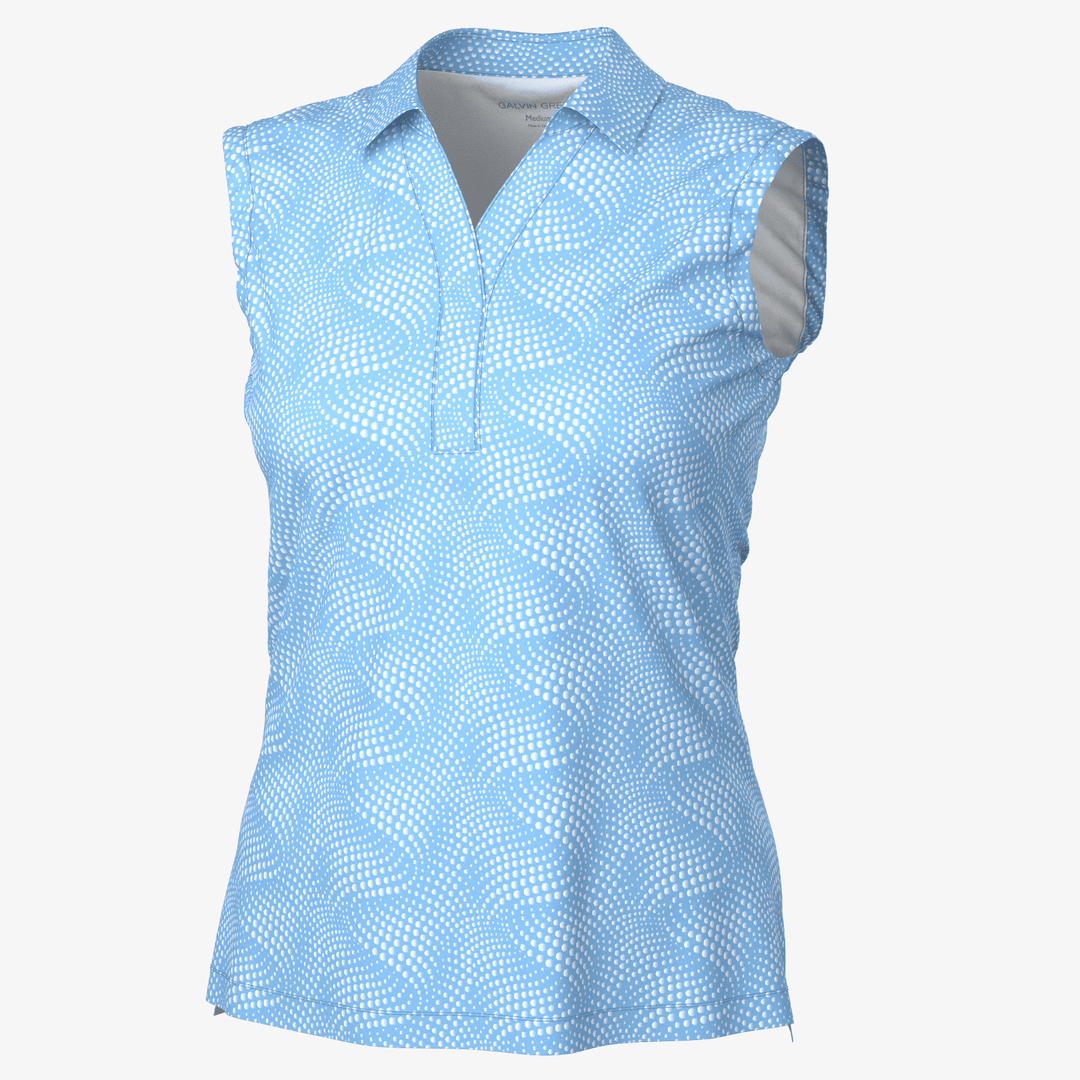 Minnie is a BREATHABLE SLEEVELESS GOLF SHIRT for Women in the color Alaskan Blue/White(0)