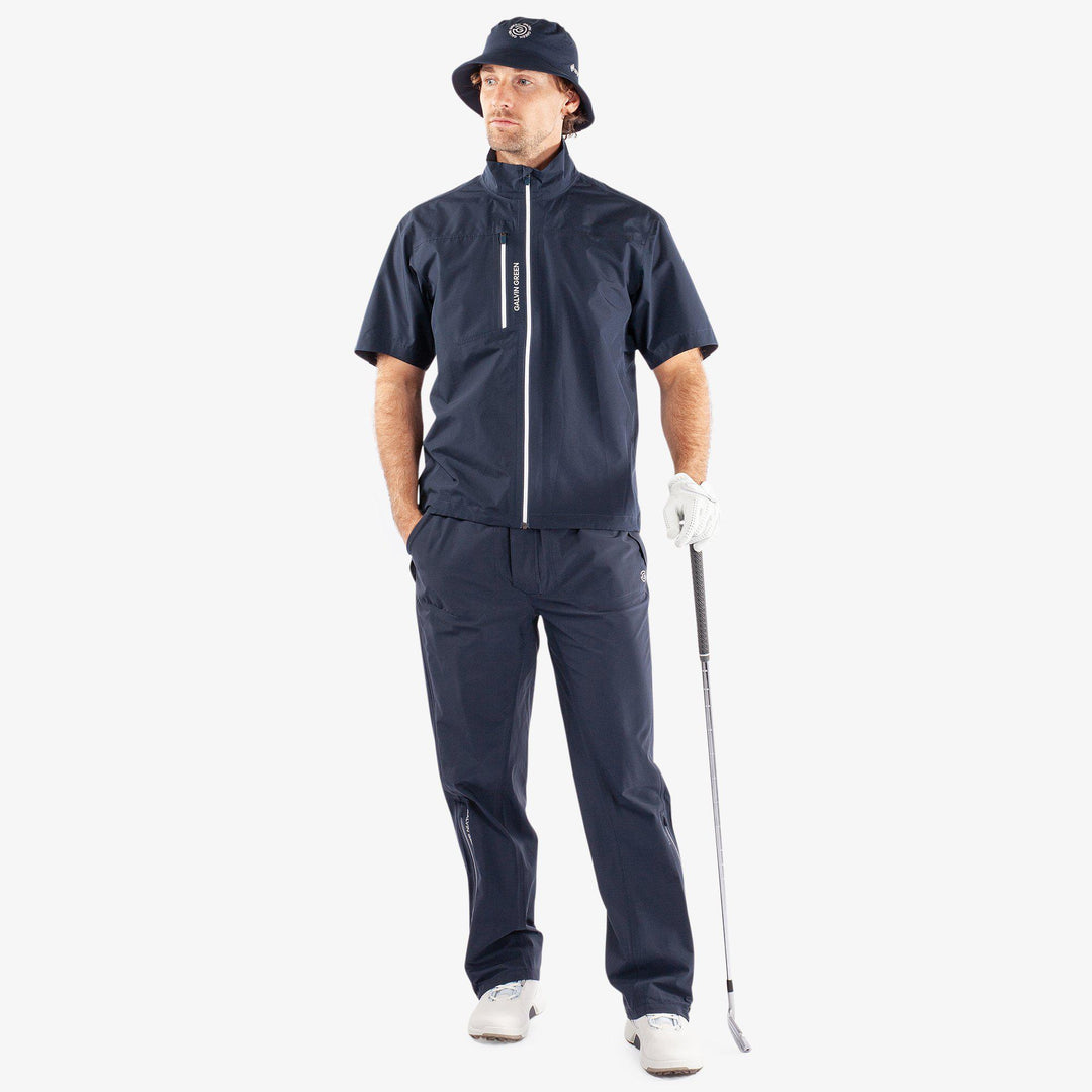 Axl is a Waterproof short sleeve golf jacket for Men in the color Navy/White(2)