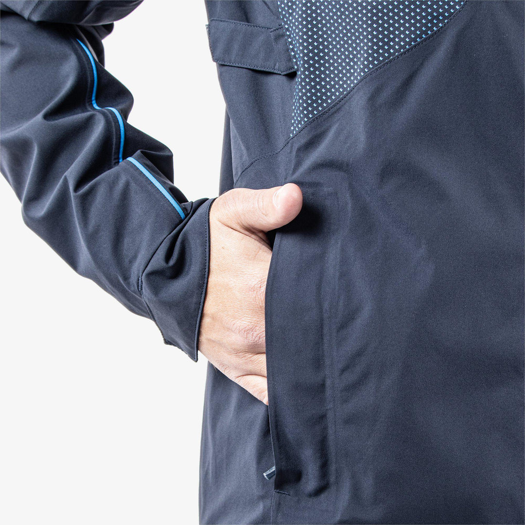 Albert is a Waterproof golf jacket for Men in the color Navy/White/Blue (4)