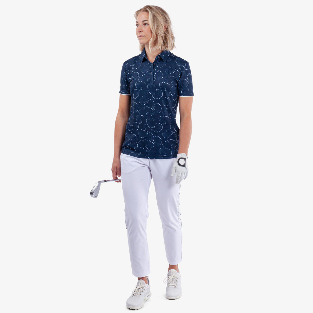 Mandy is a Breathable short sleeve golf shirt for Women in the color Navy/White(2)