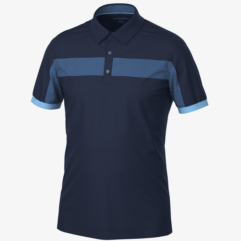Mills is a Breathable short sleeve golf shirt for Men in the color Navy/Alaskan Blue(0)