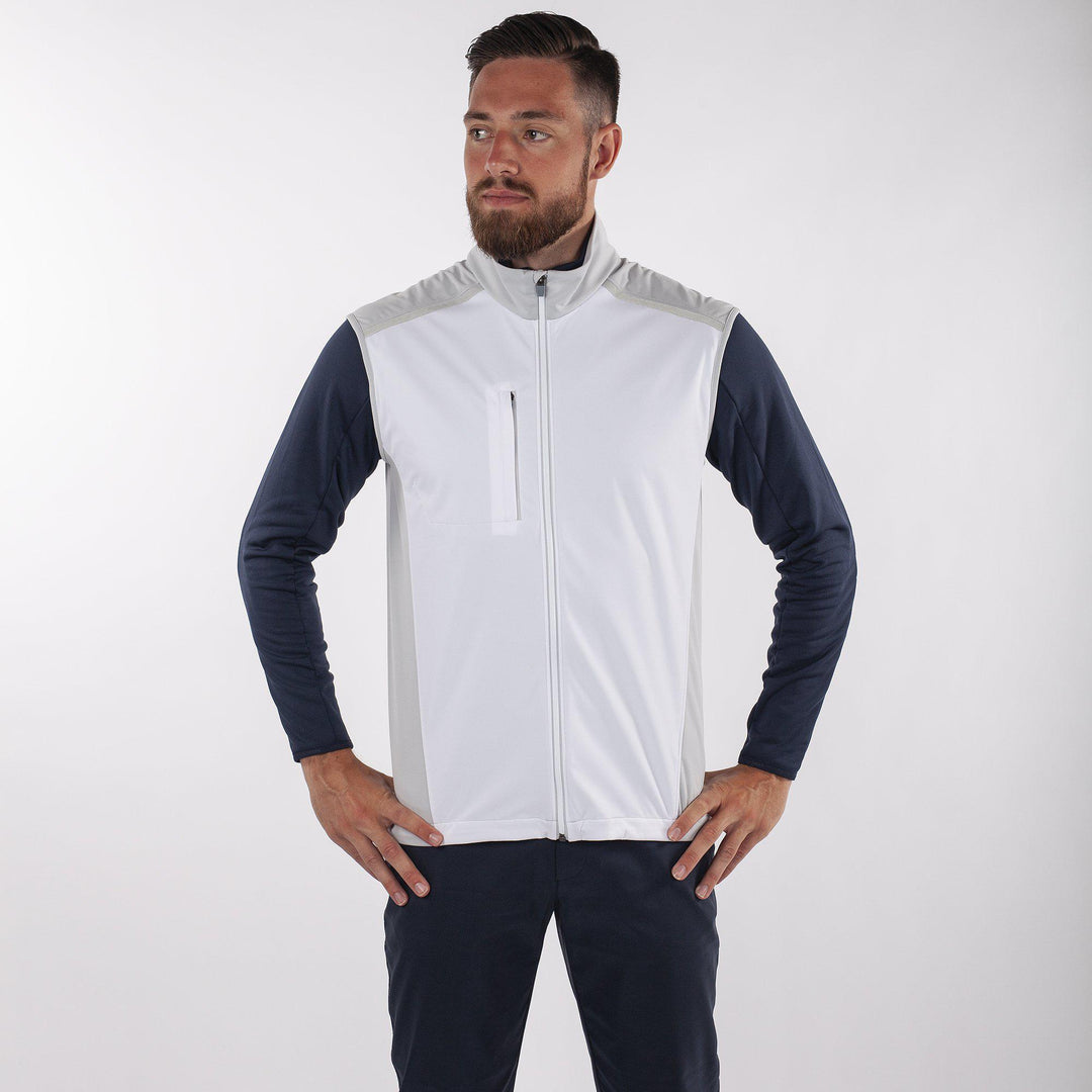 Lion is a Windproof and water repellent golf vest for Men in the color White base(1)