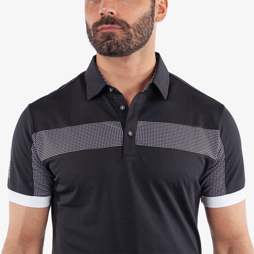 Mills is a Breathable short sleeve golf shirt for Men in the color Black/White(3)