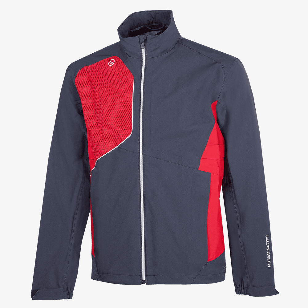 Ames is a Waterproof golf jacket for Men in the color Navy/Red(0)