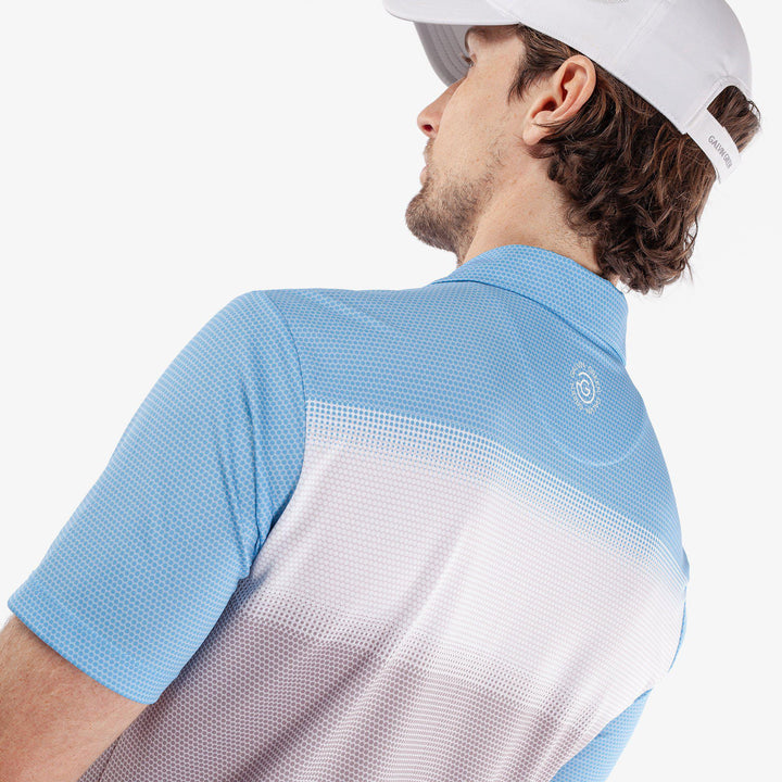 Mirca is a Breathable short sleeve golf shirt for Men in the color Cool Grey/White/Alaskan Blue(5)