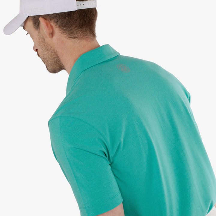 Marcelo is a Breathable short sleeve golf shirt for Men in the color Atlantis Green(5)