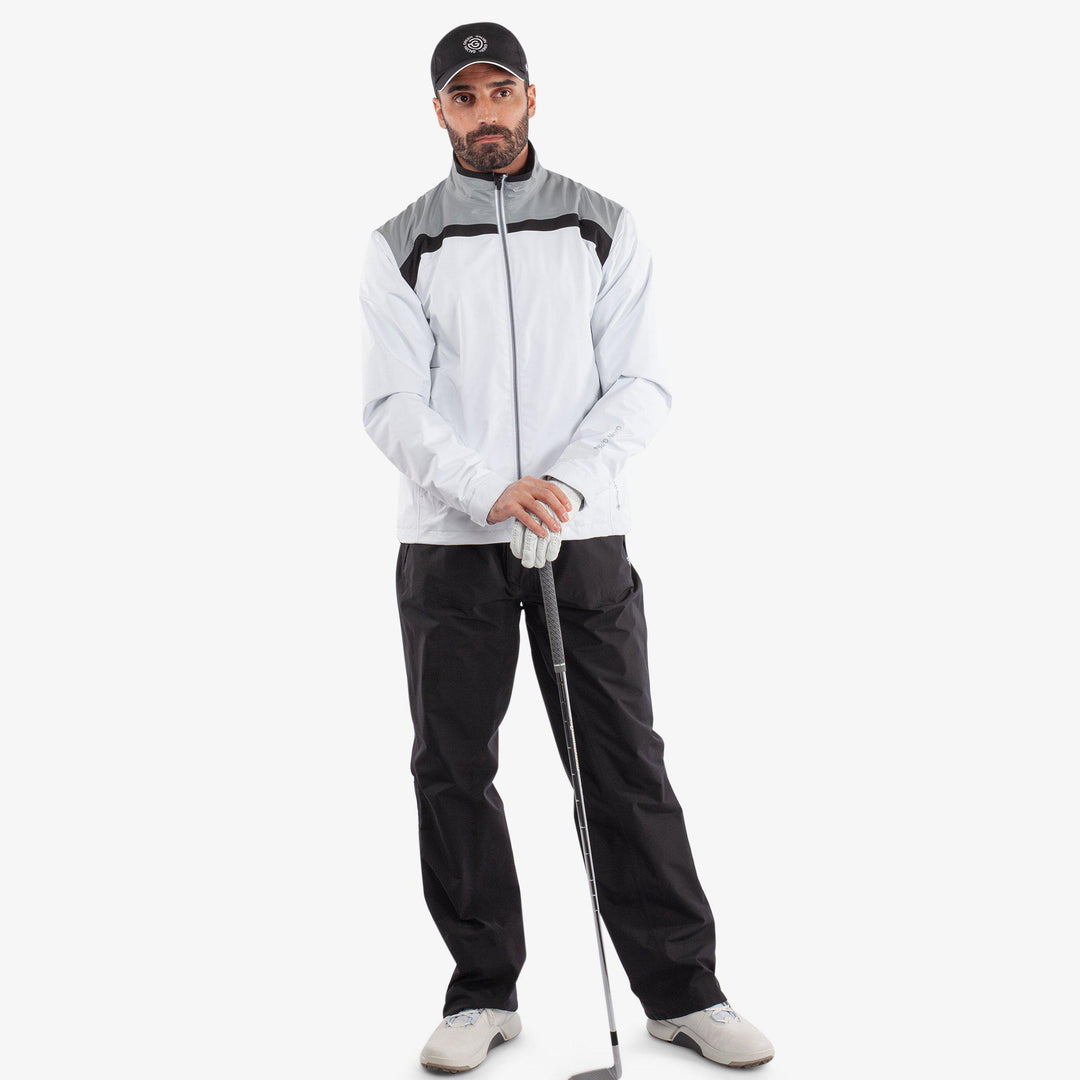 Anton is a Waterproof golf jacket for Men in the color White/Sharkskin(2)