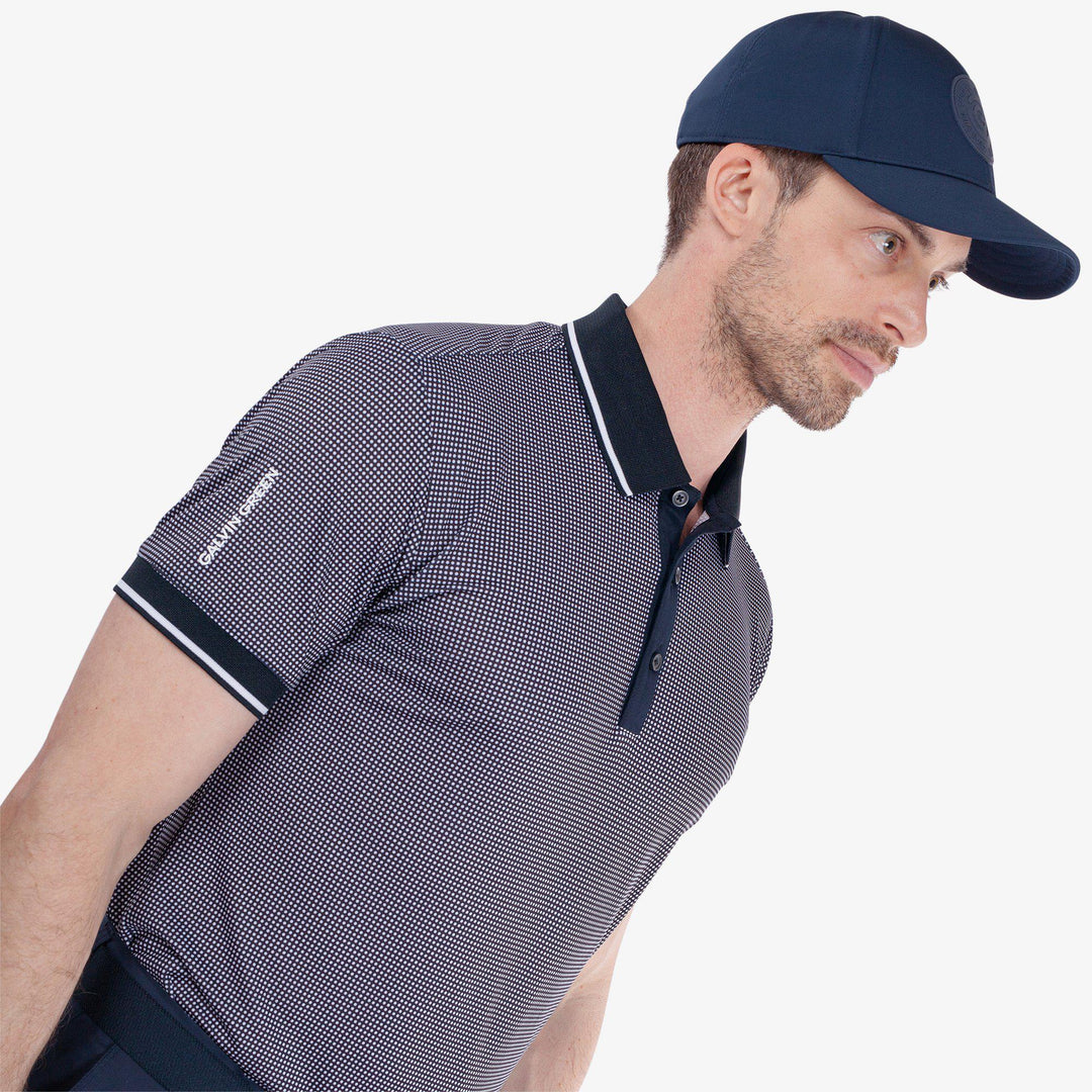 Miller is a Breathable short sleeve golf shirt for Men in the color Navy/White(3)