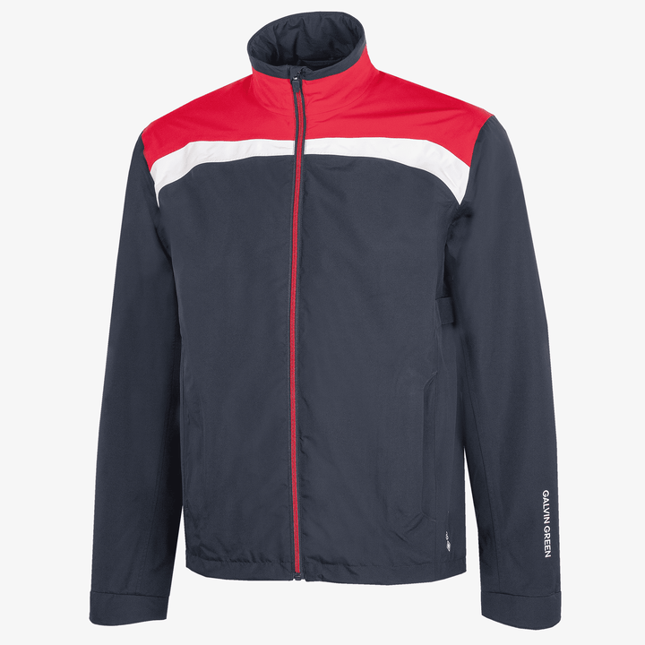 Anton is a Waterproof golf jacket for Men in the color Navy/Red(0)