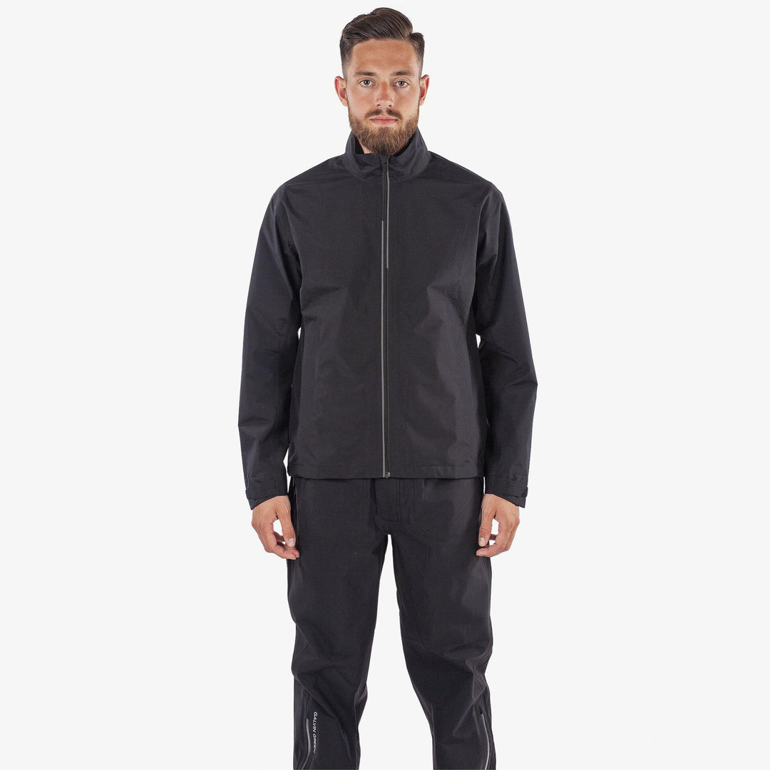 Arvin is a Waterproof golf jacket for Men in the color Black/Sharkskin(2)