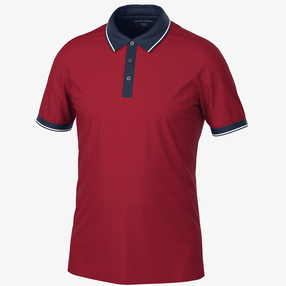 Miller is a Breathable short sleeve golf shirt for Men in the color Red/Navy(0)