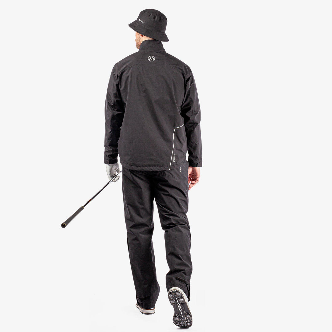 Axley is a Waterproof golf jacket for Men in the color Black/Forged Iron(9)