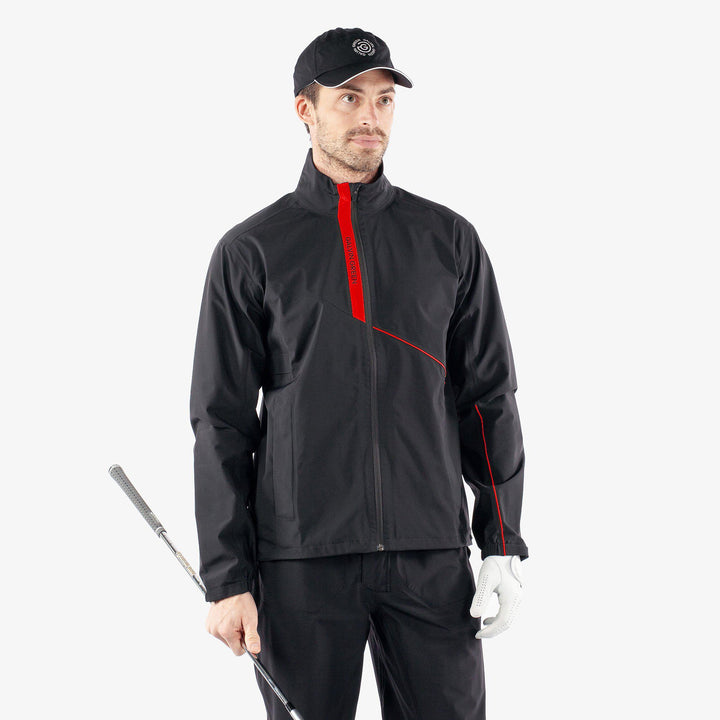 Apollo  is a Waterproof golf jacket for Men in the color Black/Red(1)