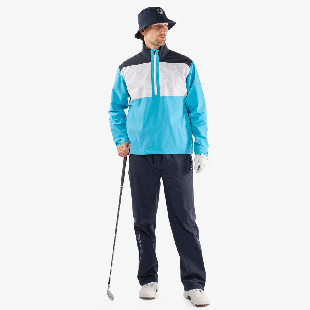 Ashford is a Waterproof golf jacket for Men in the color Aqua/Navy/White(2)
