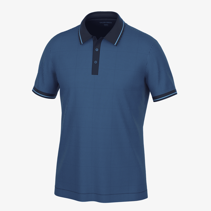 Miller is a Breathable short sleeve golf shirt for Men in the color Alaskan Blue/Navy(0)
