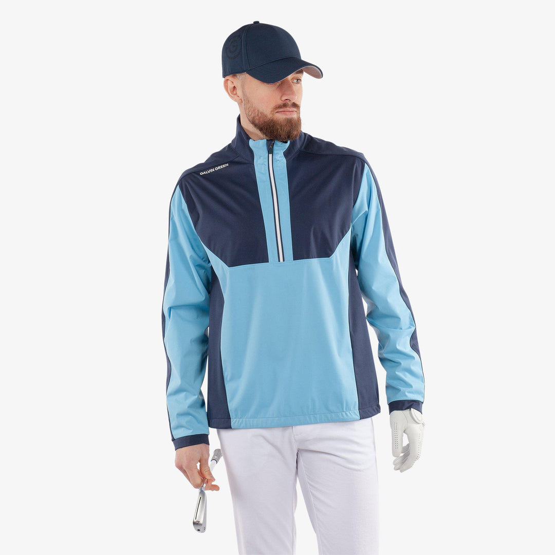 Lawrence is a Windproof and water repellent golf jacket for Men in the color Alaskan Blue/Navy(1)