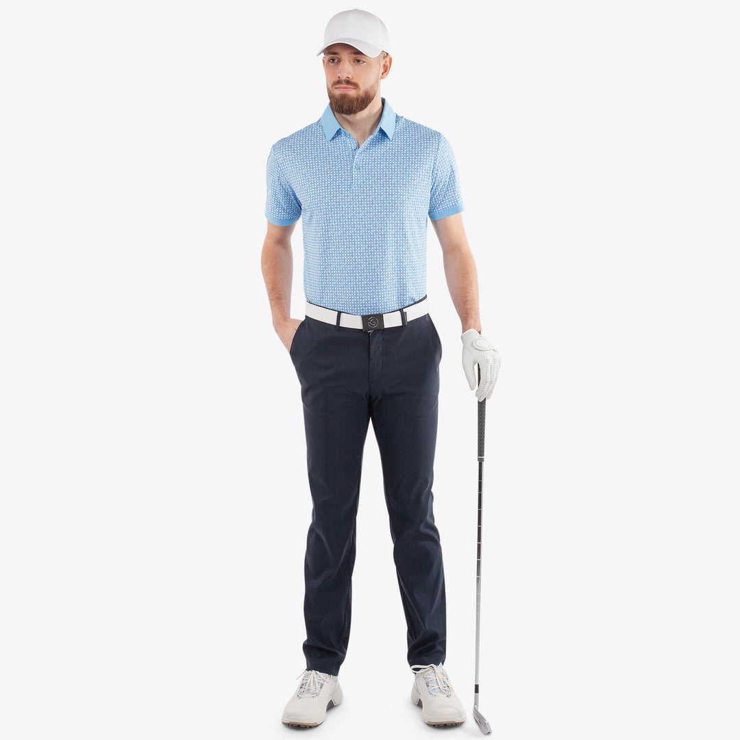 Melvin is a Breathable short sleeve golf shirt for Men in the color Alaskan Blue/White(2)
