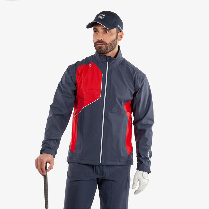 Ames is a Waterproof golf jacket for Men in the color Navy/Red(1)