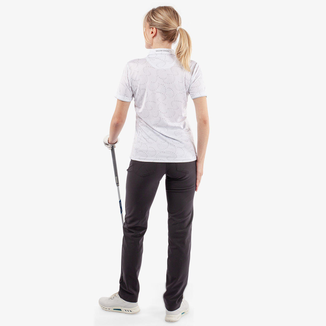 Mandy is a Breathable short sleeve golf shirt for Women in the color White/Cool Grey(6)