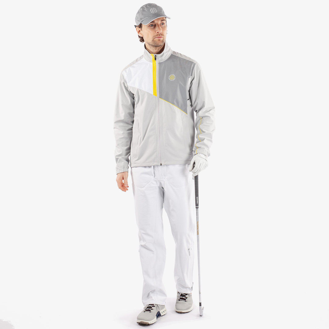 Apollo  is a Waterproof golf jacket for Men in the color Cool Grey/Sharkskin/Yellow(2)
