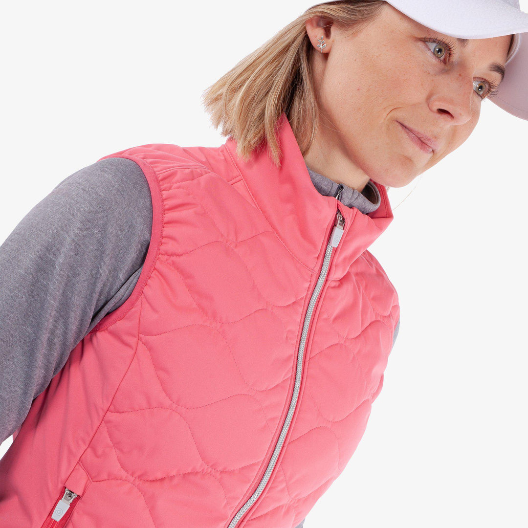 Lucille is a Windproof and water repellent golf vest for Women in the color Camelia Rose(3)
