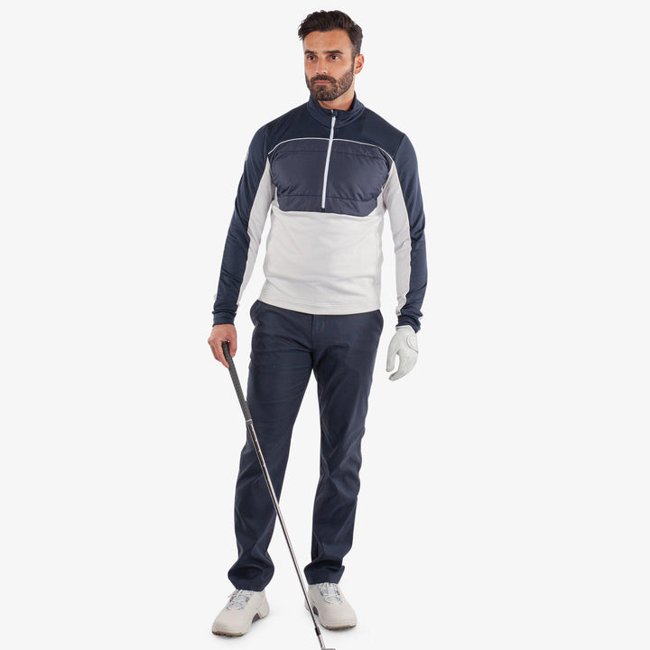 Douglas is a Insulating golf mid layer for Men in the color Cool Grey/Navy(2)