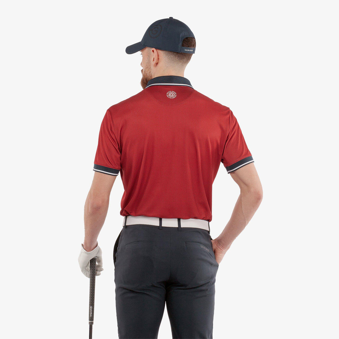 Miller is a Breathable short sleeve golf shirt for Men in the color Red/Navy(4)