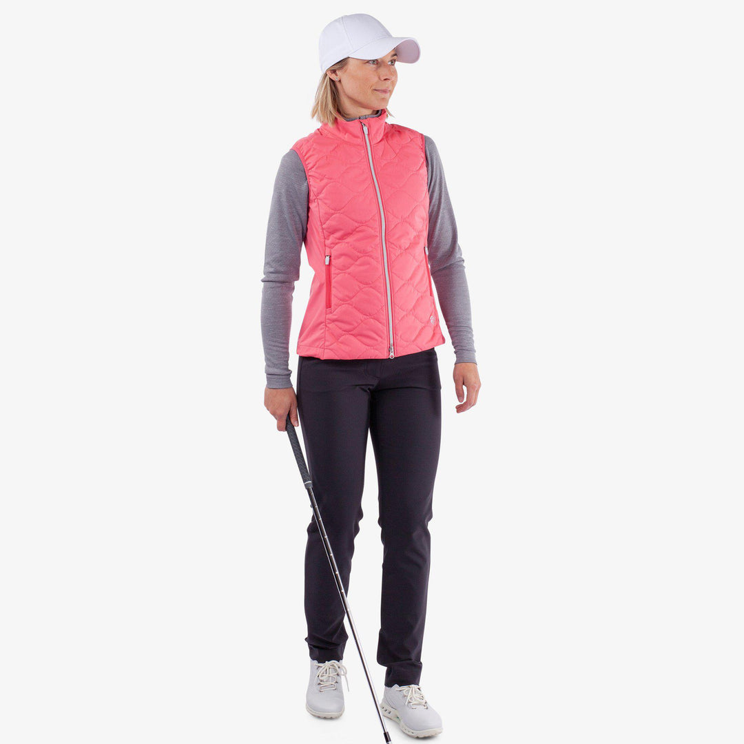 Lucille is a Windproof and water repellent golf vest for Women in the color Camelia Rose(2)