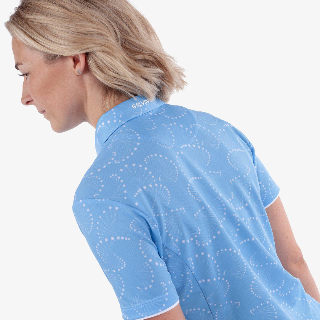 Mandy is a Breathable short sleeve golf shirt for Women in the color Alaskan Blue/White(5)