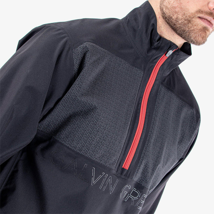 Ashford is a Waterproof golf jacket for Men in the color Black/Red(3)